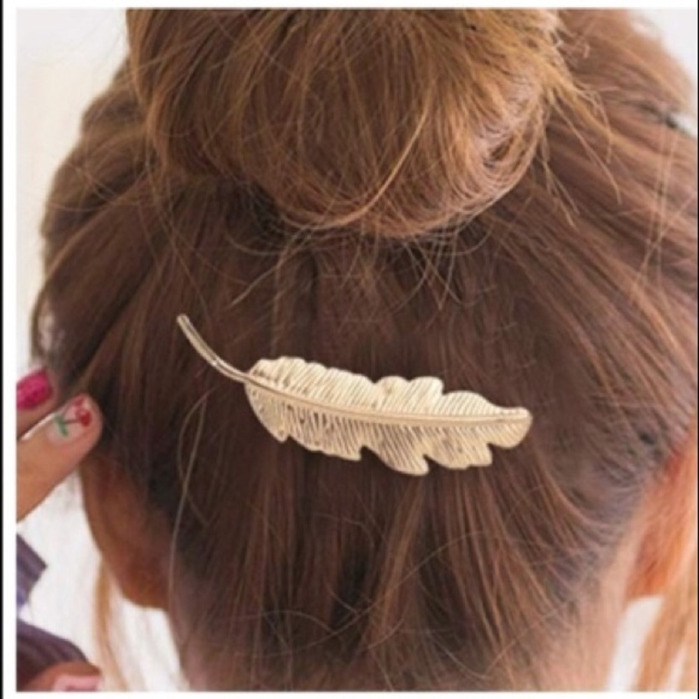 🎇Feather hair clip-gold